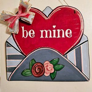 Valentines Day Door Hanger, Love Letter Wreath,  Be Mine Home Decor,  Heart Sign